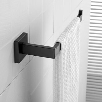 Premium Rvs 4 Stuks Badkamer Hardware Accessoires Set Wandmontage Handdoek Bar Set Papier Houder Gewaad Haak Zwart 1 Towel Ring houder