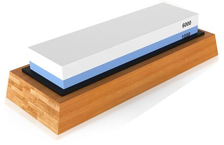 Premium Slijpsteen 2 Side Grit 1000/6000 Slijpsteen | Beste Keuken Messenslijper Waterstone | Antislip Bamboe Base &