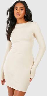 Premium Superzachte Mini-Jurk Met Lange Mouwen, Stone - 46