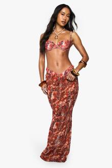 Premium Swim Abstract Mesh Maxi Strandrok, Orange - 42