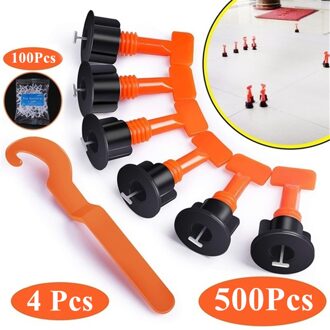 Premium Tegel Leveling Systeem Kit 100x Tegel Leveler Spacers + 4 Sleutels + 500x(2Mm) tegel Spacers Herbruikbare Tegel Installatie Tool
