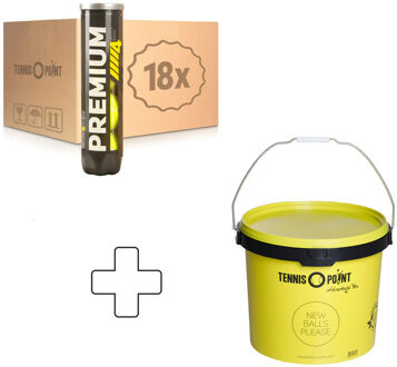 Premium Tennisball 18x Verpakking 4 Stuks In Een Doos, Plus Ballenemmer geel - one size
