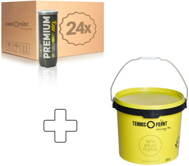 Premium Tennisball 24x Verpakking 3 Stuks In Een Doos, Plus Ballenemmer geel - one size