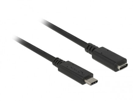 Premium USB-C naar USB-C verlengkabel - USB3.0 - tot 20V/3A / zwart - 1 meter