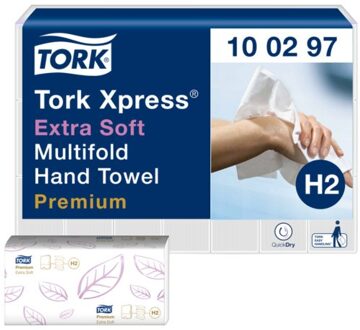Premium Xpress® extra zachte handdoek XL, multifold, 2-laags, systeem H2, wit 21 stuks