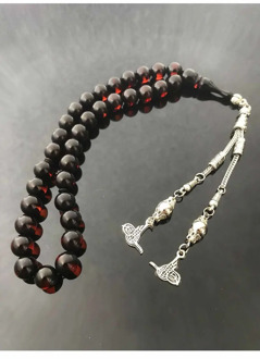 Pres Amber Rosary Round Cut Red Color Metal Tassels