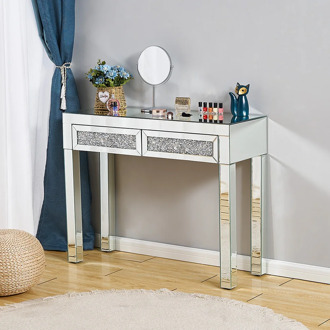 Presell Dressing Makeup Table Stool Mirrored Entryway Console Glass Desk Dresser 2 Drawers Bedroom Display Stand Toucadores