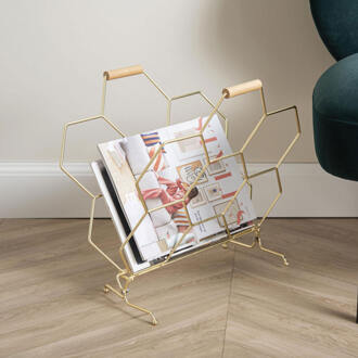 Present Time Magazinehouder Honeycomb - Verguld Goudkleurig