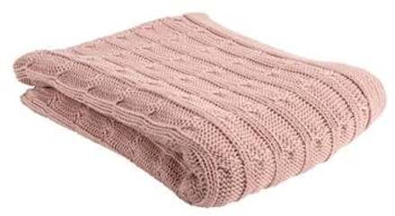 Present Time Throw Cable Knitted Roze
