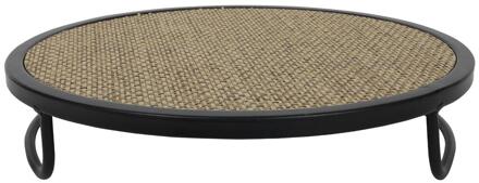 Presentatie tray Ø25x5cm metaal met stof zwart