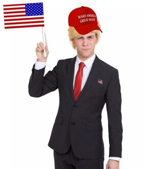President Donald Trump verkleedset - make America great again - voor volwassenen - verkleedkleding Rood