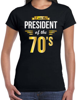 President of 70 s t-shirt zwart dames - Verkleed shirt jaren 70/ seventies feest S