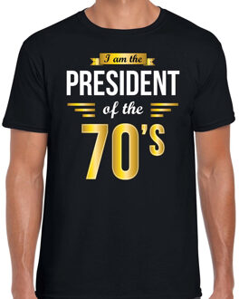President of 70 s t-shirt zwart heren - Verkleed shirt jaren 70/ seventies feest XL