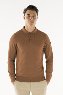 Presly & Sun Brad long sleeve knitted polo Bruin