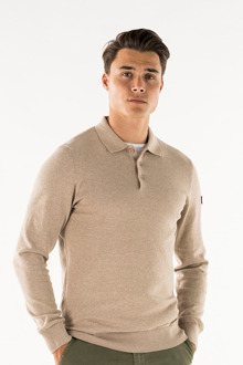 Presly & Sun Brad long sleeve knitted polo - maat Beige