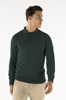 Presly & Sun Brad long sleeve knitted polo - maat Groen