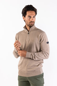 Presly & Sun Lewis zip knitted pullover Beige