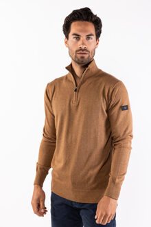 Presly & Sun Lewis zip knitted pullover - maat Bruin