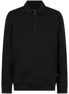 Presly & Sun Ps-dex sweater zip met polokraag in black sweater Zwart