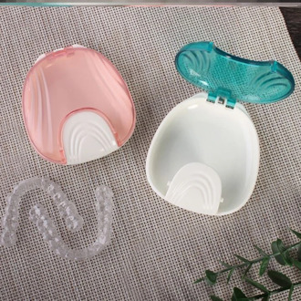 Press-to-Open Dental False Teeth Cleaning Box Denture Bath Container Retainer Holder Case Small Teeth Box Travel Outdoor Boxes