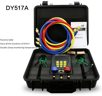 Pressure Gauge DY517A Refrigeration Digital Vacuum Pressure Manifold Tester Meter HVAC Temperature Tester Valve Tool Set