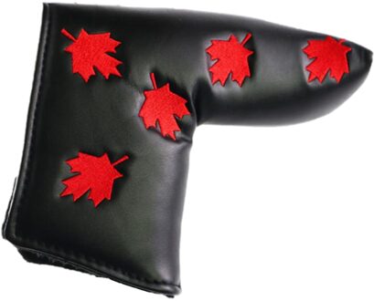 Prestaties Pu Leather Putter Club Head Cover Headcover & Dikke Voering, Maple Leaf Borduurwerk