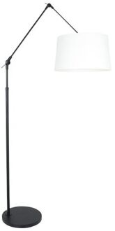 Prestige Chic vloerlamp mat zwart wit linnen kap knikarm