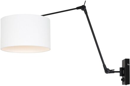 Prestige Chic wandlamp met kap zwart en wit linnen