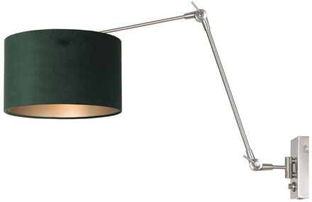 Prestige Chic wandlamp staal en groen tot 105 cm diep E27 Grijs