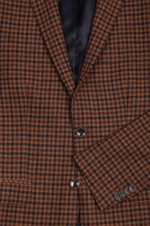 Prestige Colbert Tollegno Wol Blend Ruit Cognac - 48,50