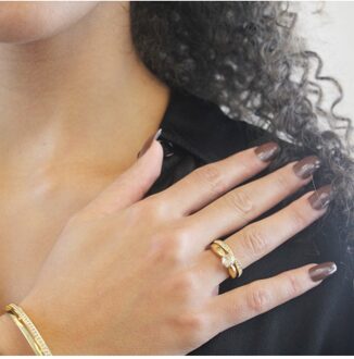 Prestige ring - Oostenrijks kristal Wit & Goud - N