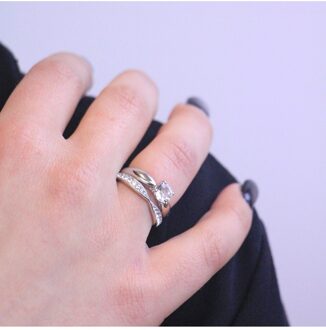 Prestige Ring - Oostenrijks Kristal Wit Zilver - Q