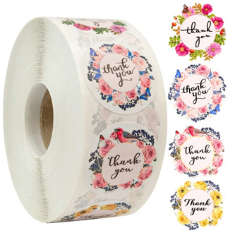 Pretty 50pcs Round Floral New Styles Thank You Stickers Seal Label for Wedding Favor Party Handmade Envelope Stationery Sticker