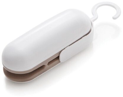 Preup Mini Draagbare Voedsel Sealer Machine Handheld Voedsel Snacks Verpakking Vacuüm Plastic Zak Warmte Sluitmachine Sluiten Capper bruin