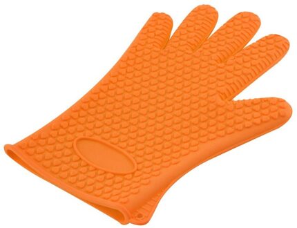Preup Siliconen Handschoenen Oven Warmte Geïsoleerde Vinger Handschoenen Koken Magnetron Antislip Gripper Pot Houder Keuken Bakken Tools Oranje