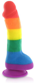 Pride Dildo Rainbow Dildo met Ballen Siliconen - Regenboog