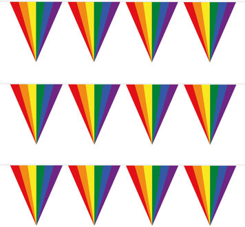 Pride regenboog slinger vlaggenlijn - 3x - kunststof - 500 cm - feestartikelen/versieringen - buiten