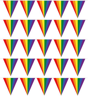 Pride regenboog slinger vlaggenlijn - 5x - kunststof - 500 cm - feestartikelen/versieringen - buiten