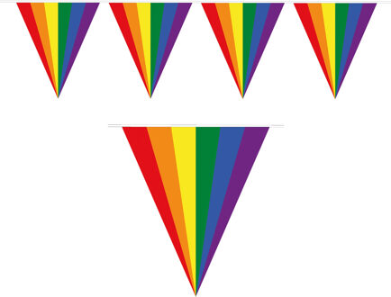 Pride regenboog slinger vlaggenlijn - kunststof - 500 cm - feestartikelen/versieringen - buiten Multi
