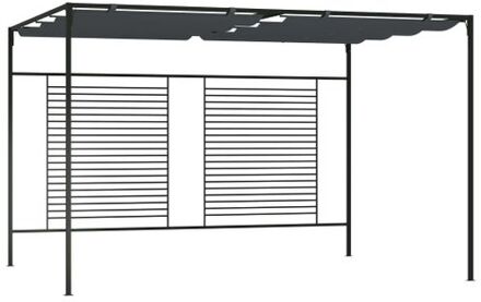 Prieel met uittrekbaar dak 180 g/m² 4x3x2,3 m antracietkleurig Grijs