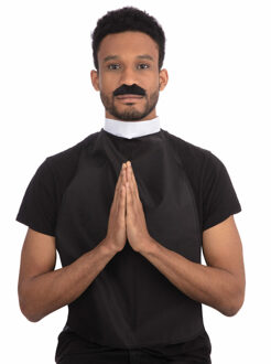 Priester befje/boordje verkleed accessoire - Carnaval verkleedkleding accessoires