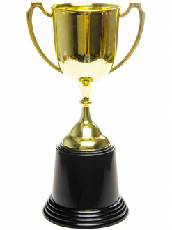 Prijsbeker/trofee met handvatten - goud - kunststof - 23 cm