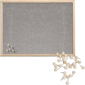 Prikbord incl. 30x punaises - 40 x 60 cm - lichtgrijs - textiel - Prikborden