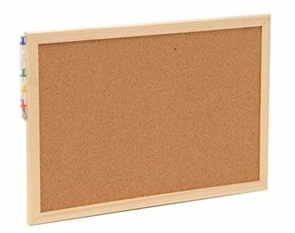 Prikbord/memobord inclusief punaises - Set van 2x stuks - 22 x 30 cm - Naturel kurk - Kantoor artike