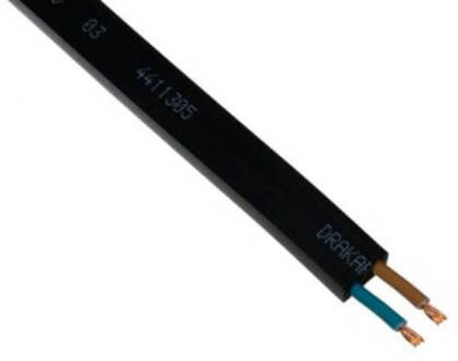 Prikkabel 2 x 1.5 mm neopreen zwart per meter