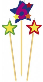 Prikker kaarsjes set - leeftijd verjaardag cijfer 6 jaar - drie delige set - Kinderen