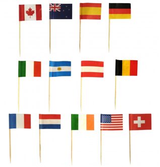 Prikkers Internationale vlaggetjes - 1000x - Landen vlag cocktailpikkers van vele landen
