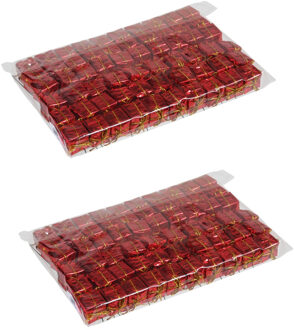 Prikkers mini cadeautjes - 120x - rood - 2,5 cm - Kerstversiering - kerststukjes versiering