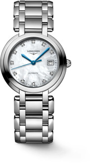 Primaluna Automatisch Wit Moeder van Parel Diamanten Horloge Longines , Gray , Dames - ONE Size