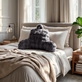 Primaviera Deluxe Kussen Bedsteun Pompom - Antraciet - Voor - - Dekbed-Discounter.nl